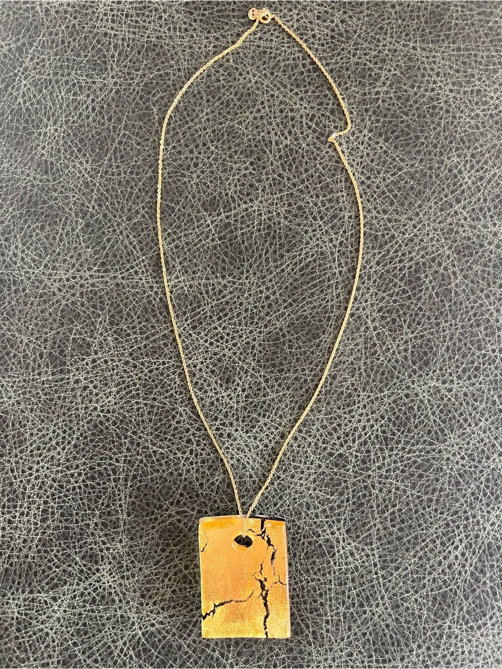 Italian Gold Necklace with Glass Pendant Black Gold Chain 18 in - Picture 9 of 16
